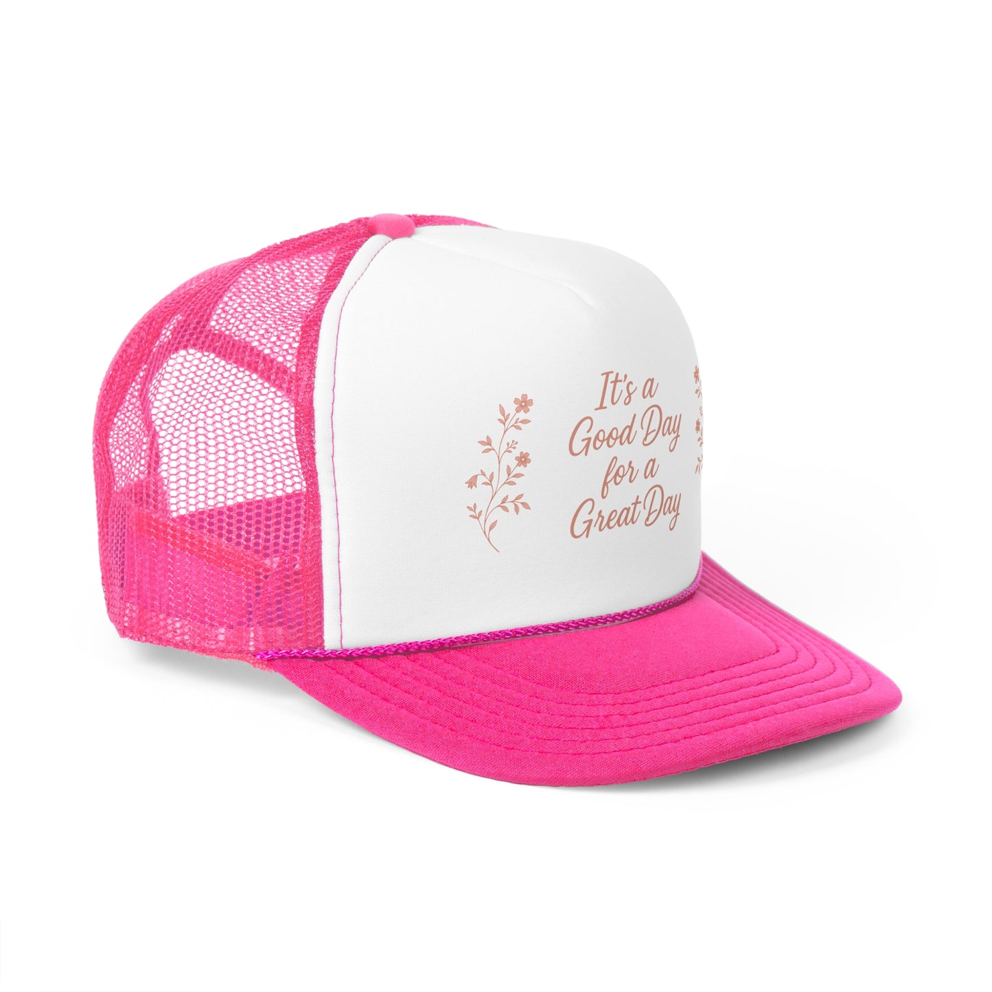 "It's a Good Day for a Great Day" Floral Trucker Hat