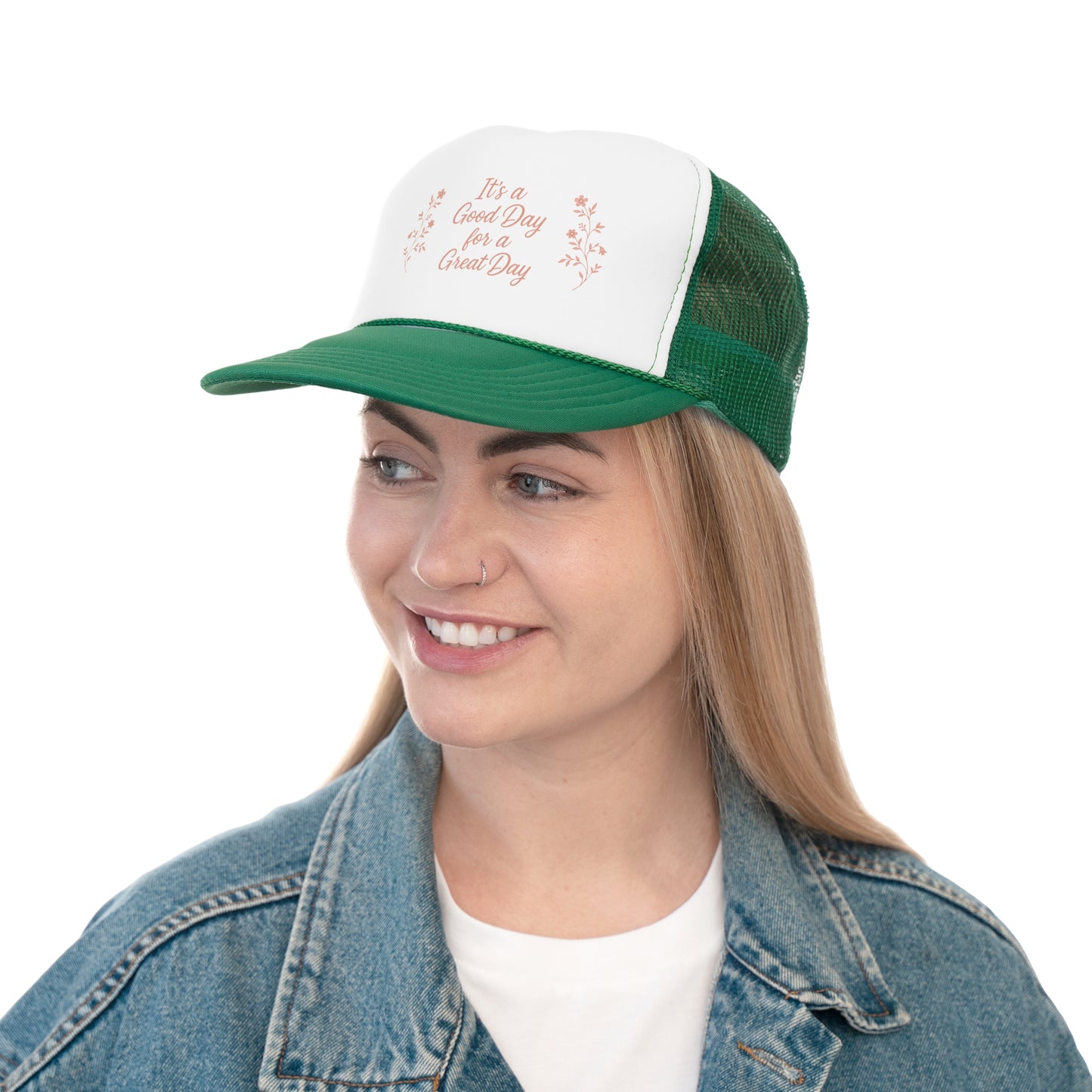 "It's a Good Day for a Great Day" Floral Trucker Hat