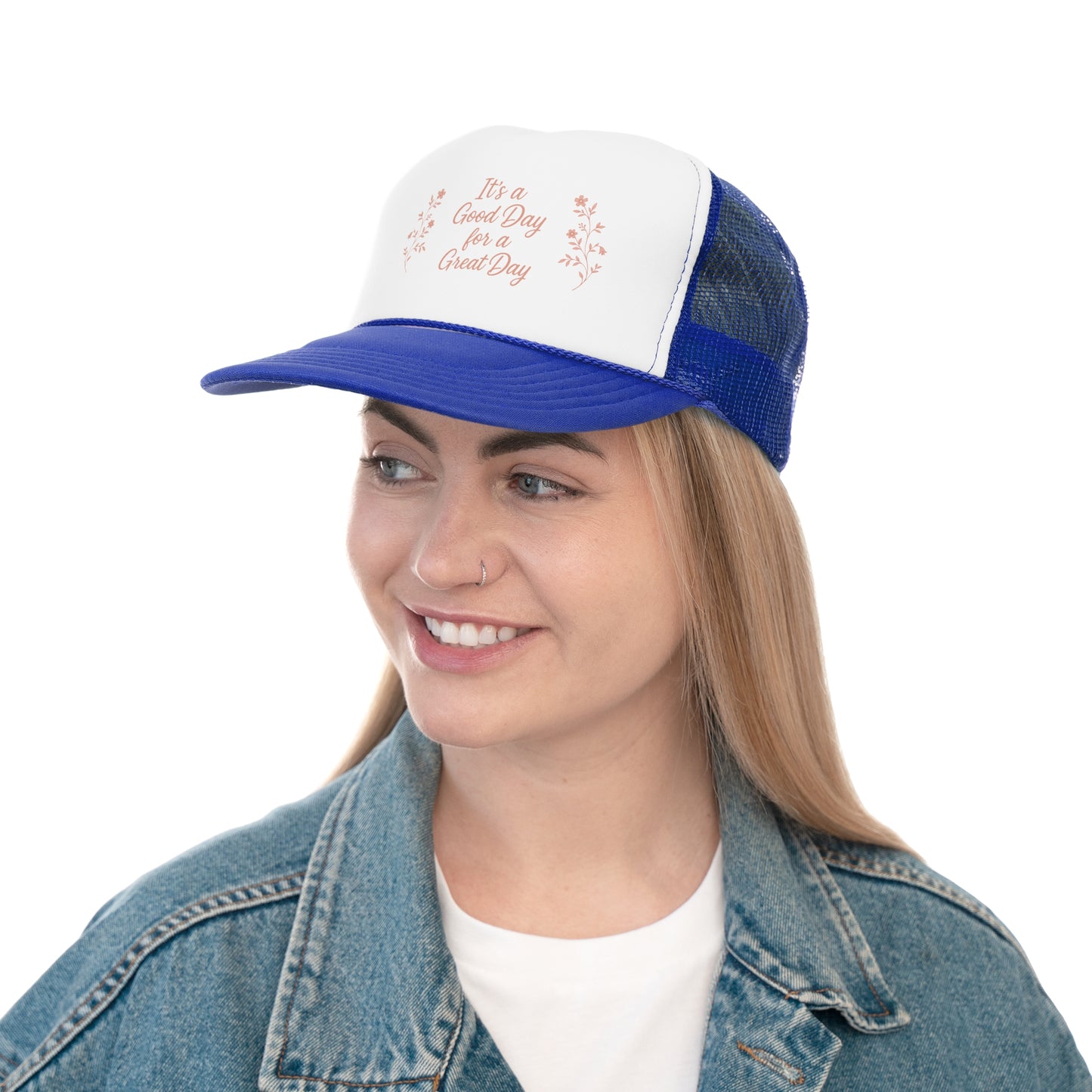 "It's a Good Day for a Great Day" Floral Trucker Hat